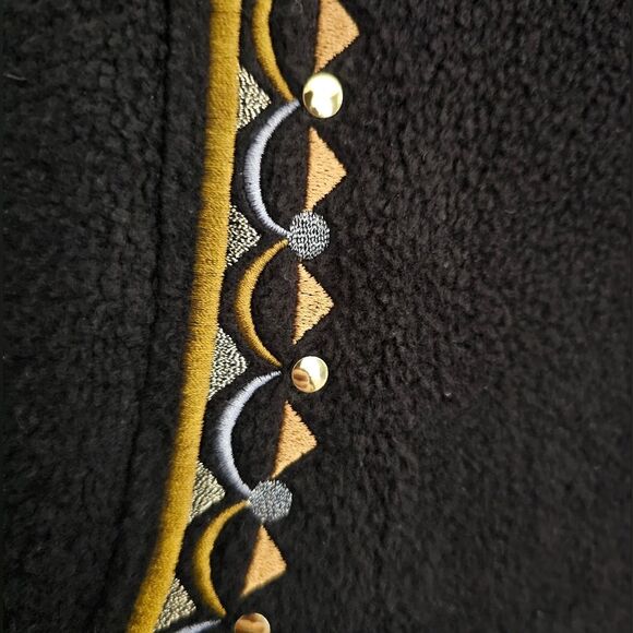 Bob Mackie Art to Wear Jacket 1X Black Gold Embroidered Metallic Boho Statement - Picture 5 of 16